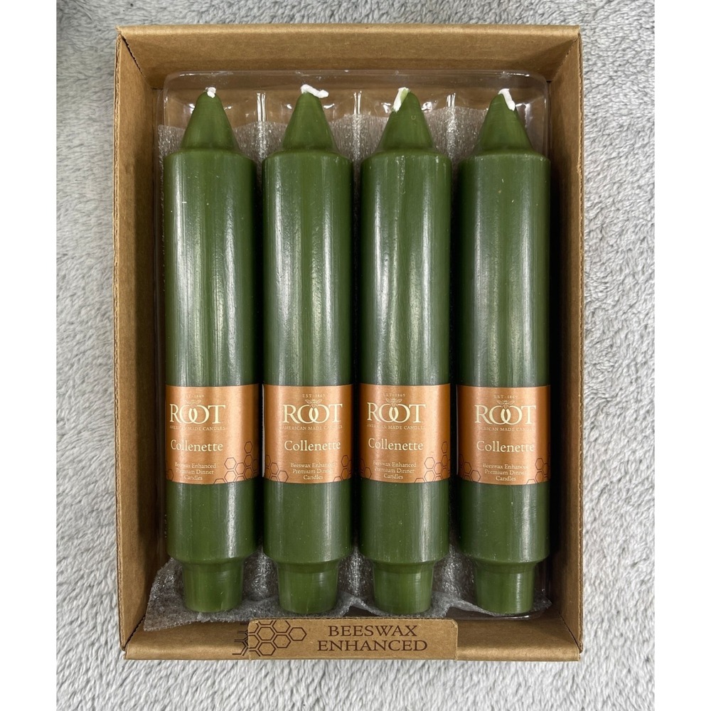 Root Timberline Collenette Candles 7" Dark Olive Set of 4